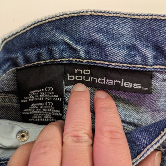 Vintage Y2K Floral Embroidered Cut Out Jeans Bootcut 70s Hippie Retro Bimbo Blue - Picture 6 of 6